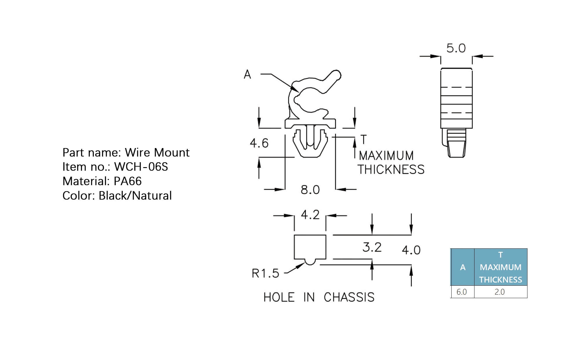 Plastic Wire Mount WCH-06S